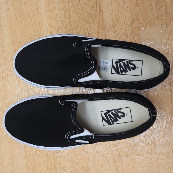 VANS Black/White Slip On Canvas Unisex Women's Size 6.5 / Men's Size 5 Like New - Picture 8 of 9